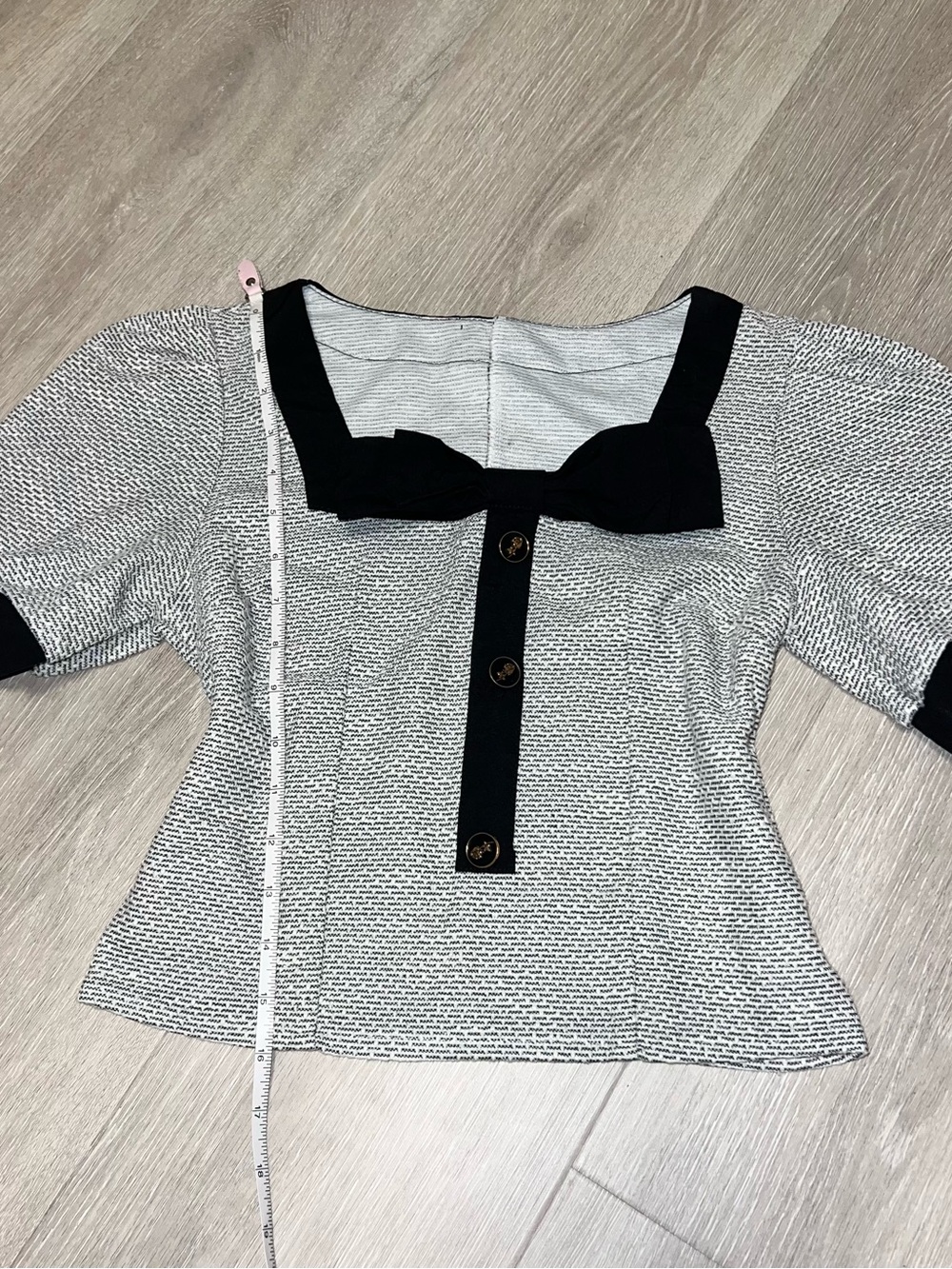 Black Trim Top with Buttons